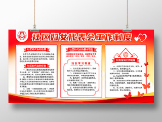 红色中国风妇女工会制度牌展板妇联制度展板
